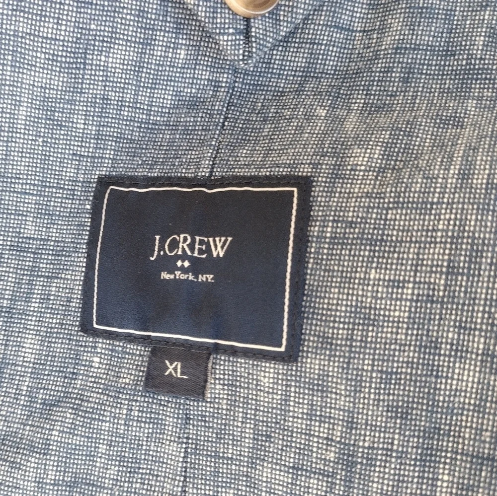 J Crew (e8647) Mens Blue 2 Button Blazer / Sports coat - Size XL Linen Blend